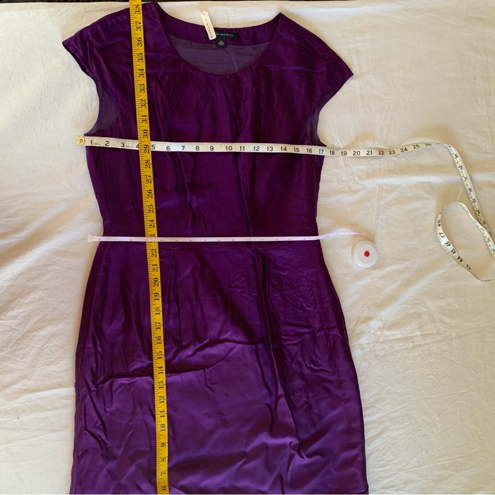 Banana Republic Purple 100% Silk Cap-Sleeve Midi Sheath Dress - Picture 7 of 7